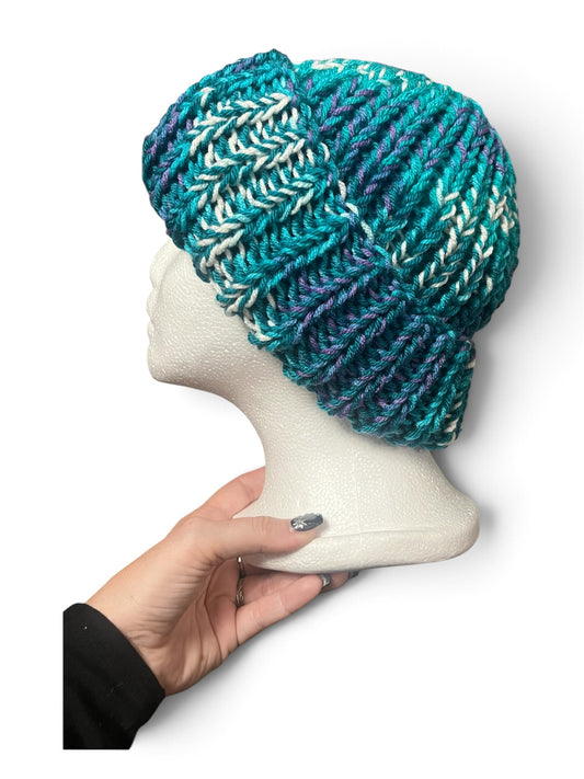 Stretchy Knit Beanie - Multi Teal