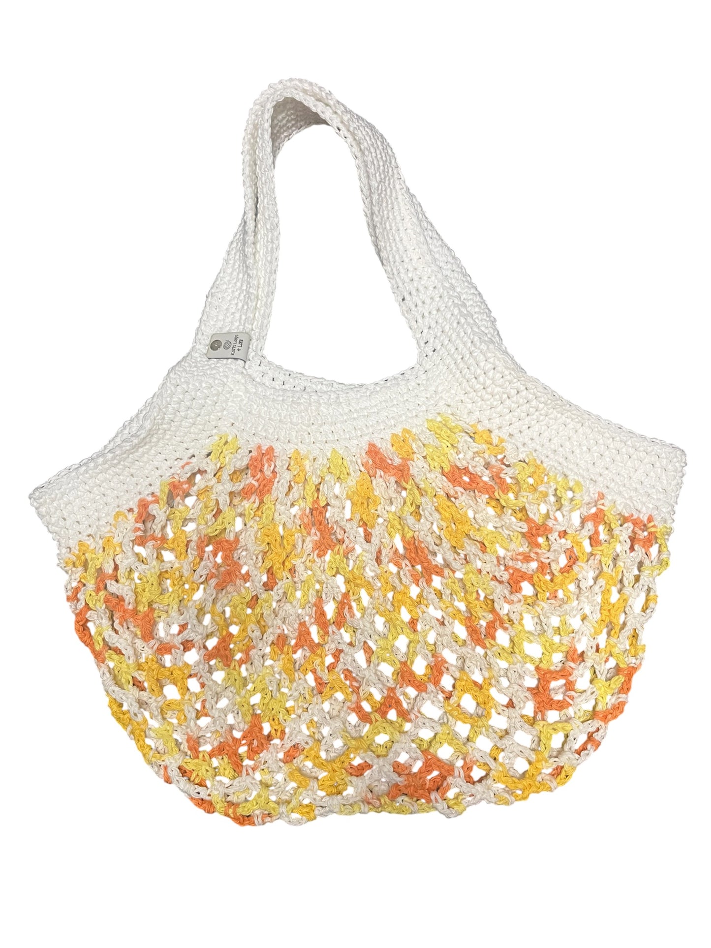 Creamsicle and White Mesh Market Bag