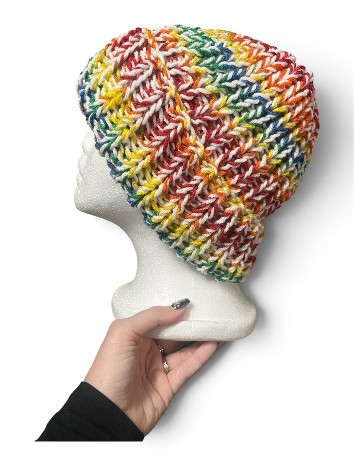 Stretchy Knit Beanie - Rainbow