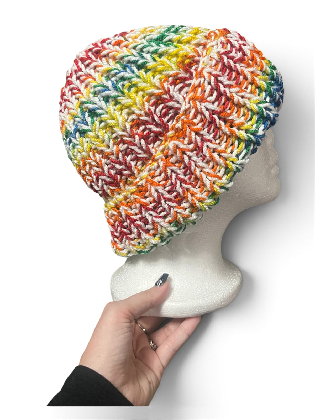 Stretchy Knit Beanie - Rainbow