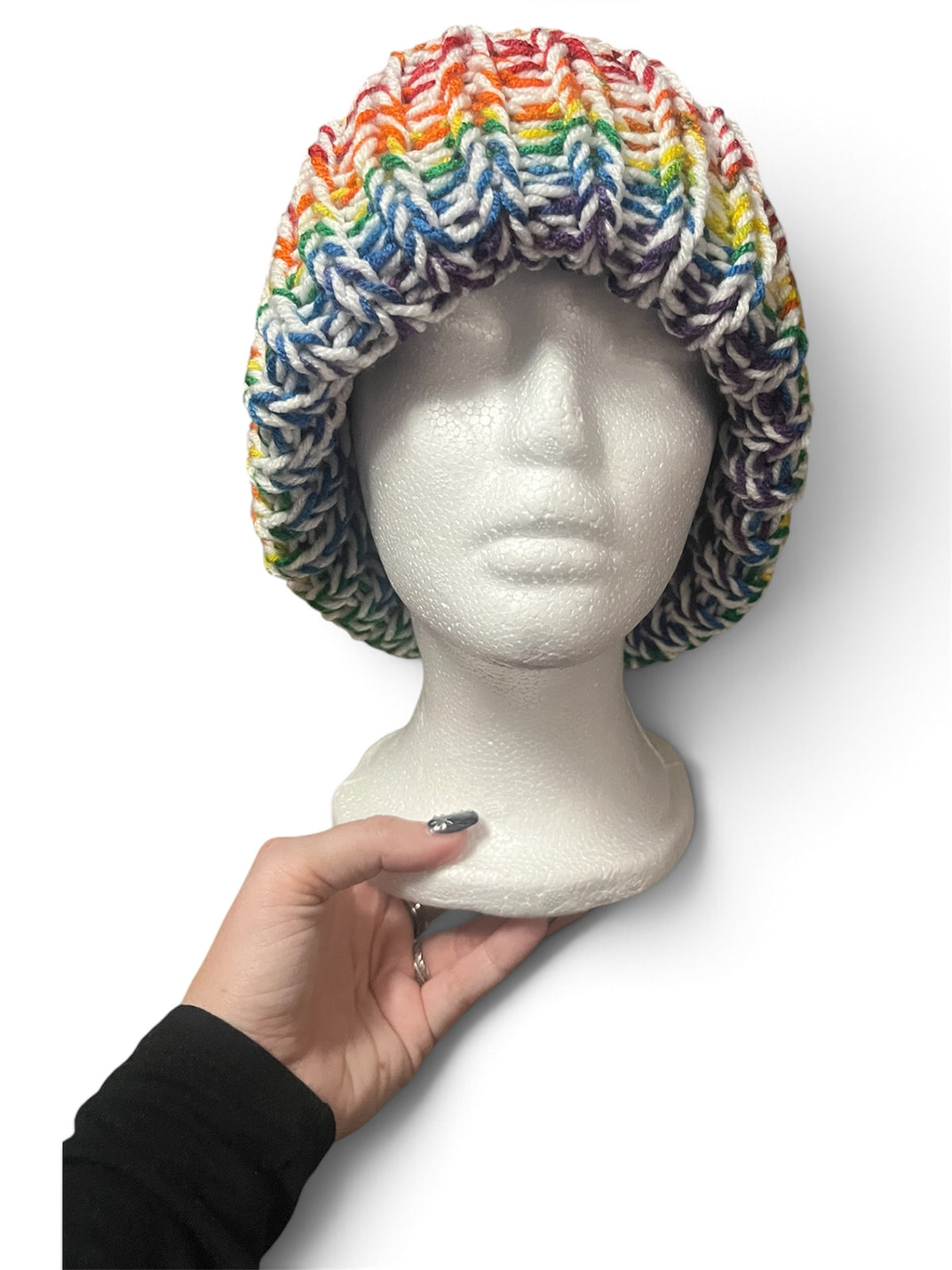 Stretchy Knit Beanie - Rainbow