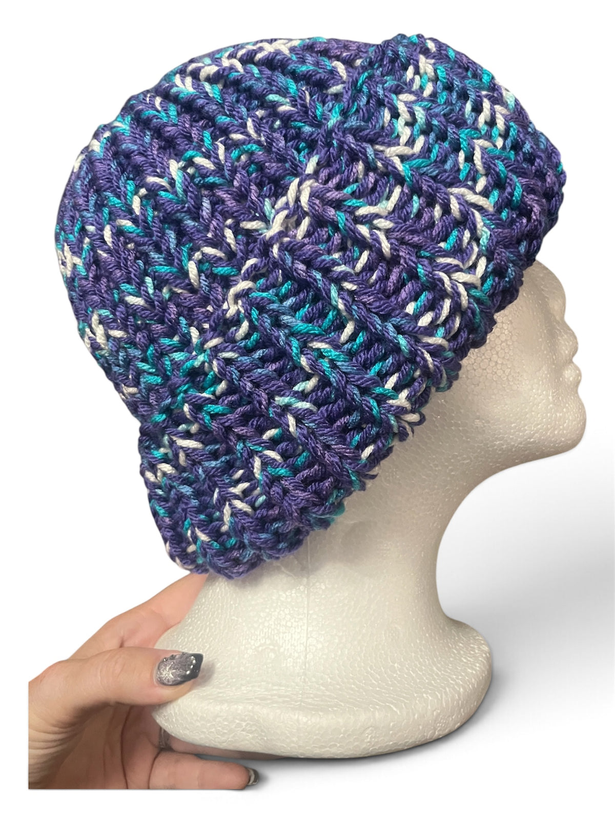 Stretchy Knit Beanie - Multi Purple