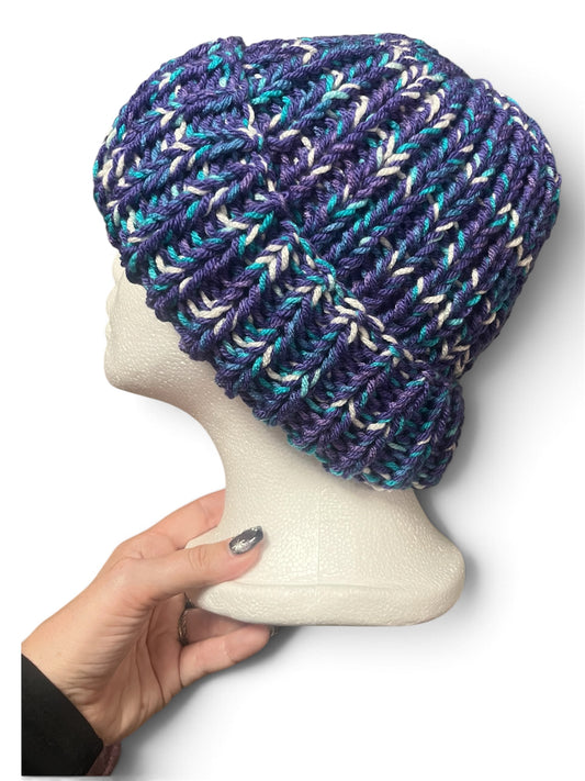 Stretchy Knit Beanie - Multi Purple