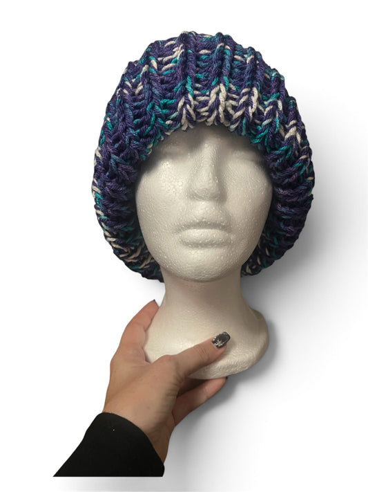 Stretchy Knit Beanie - Multi Purple