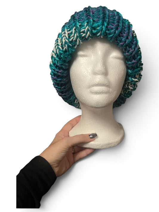 Stretchy Knit Beanie - Multi Teal
