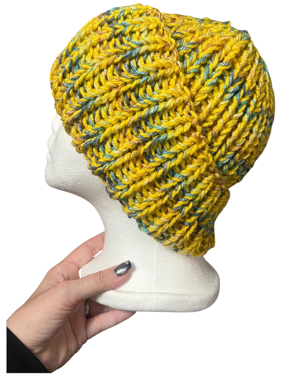 Stretchy Knit Beanie - Yellow Multi