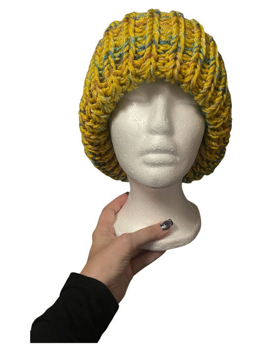 Stretchy Knit Beanie - Yellow Multi