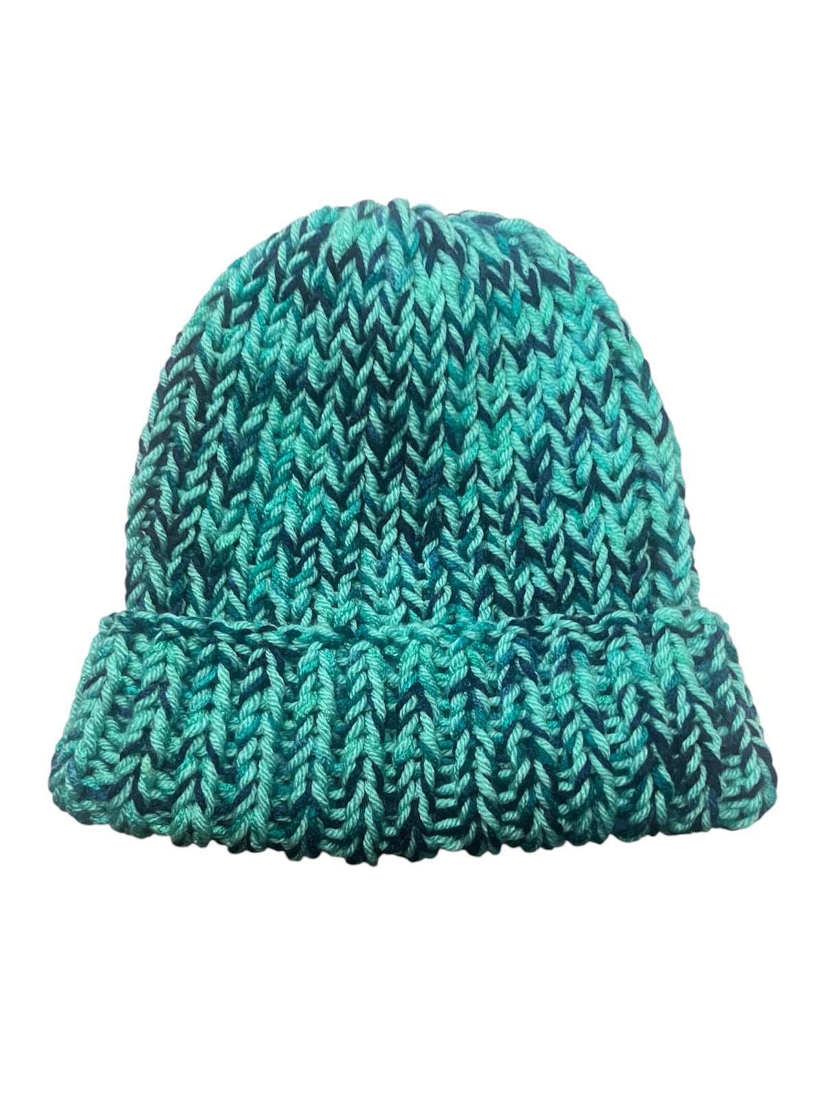 Stretchy Knit Beanie - Dark Turquoise Multi